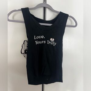 Boys Lie Black Ribbed Top with Heart Graphic
